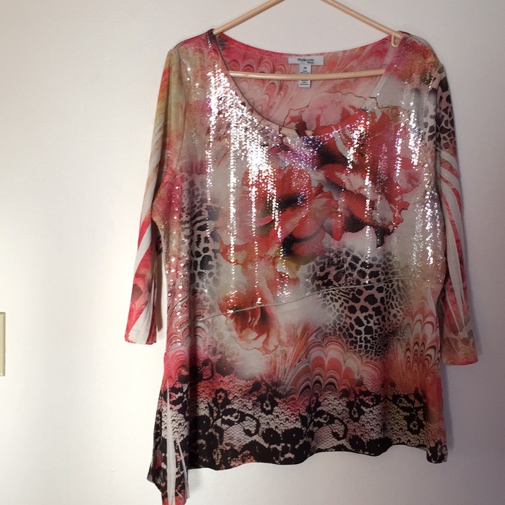 Style & Co Floral Top Size 2X